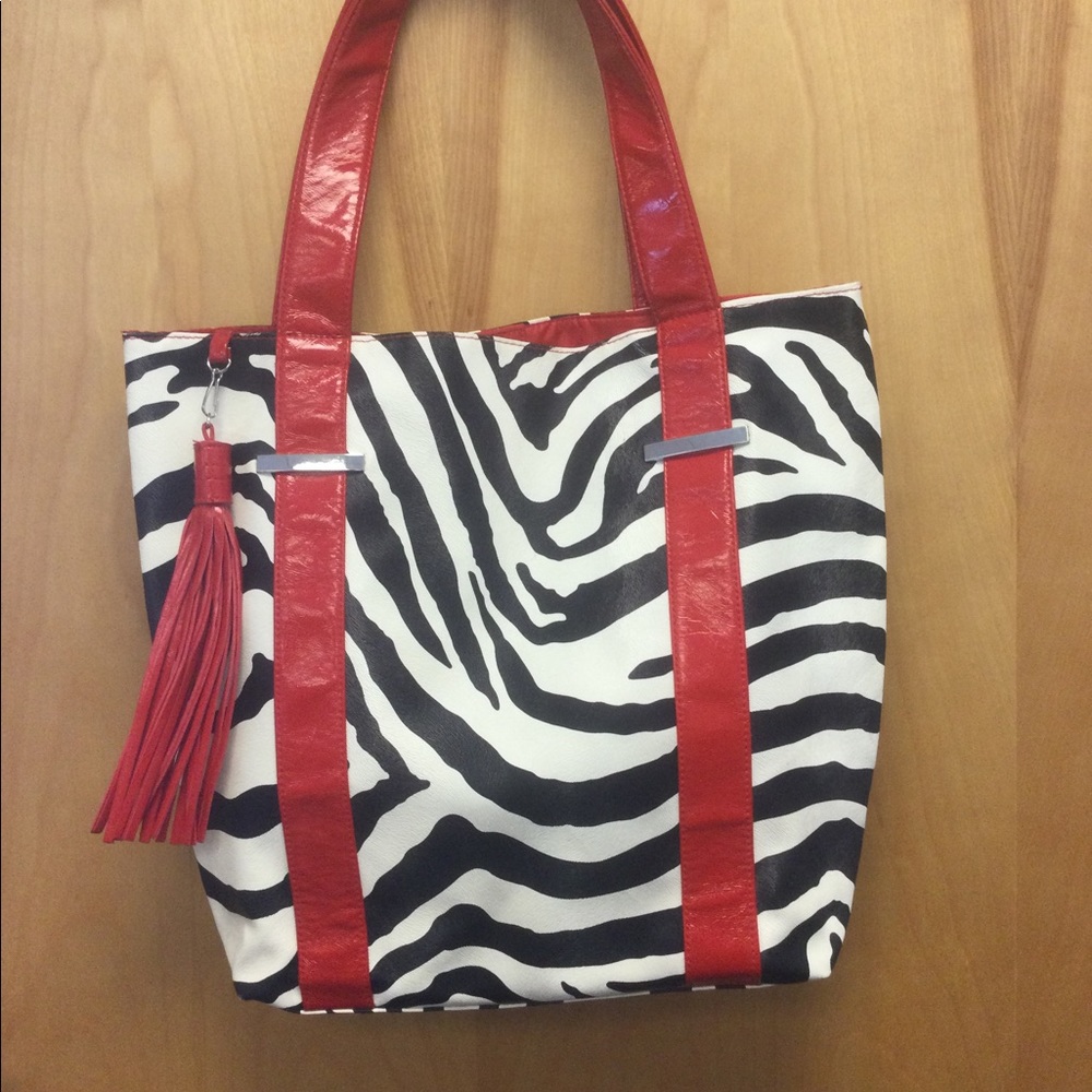 Zebra print large shoulder bag handbag fun bag.